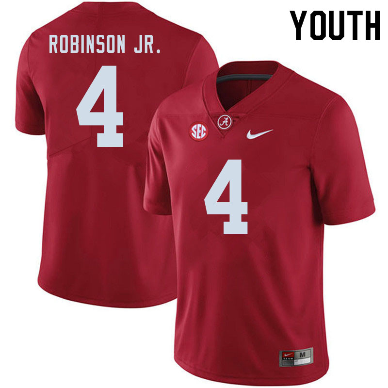Youth #4 Brian Robinson Jr. Alabama Crimson Tide College Football Jerseys Sale-Crimson